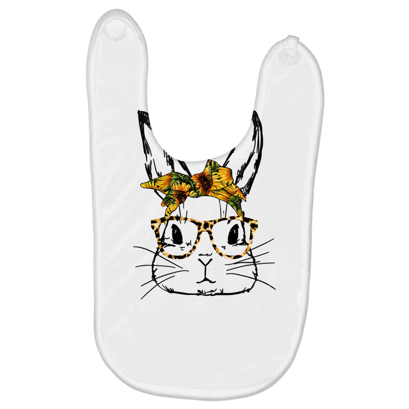 Cute Bunny Sunflower Bandana Leopard Glasses Easter Gifts Baby Bibs by HANANELArtist | Artistshot