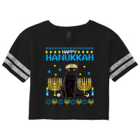 Black Cat Chanukah Jewish Ugly Hanukkah Sweater Pajama Scorecard Crop Tee | Artistshot