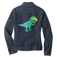 Dot Day T Rex Dinosaur Lover Polka Dot Pattern International Ladies Denim Jacket | Artistshot