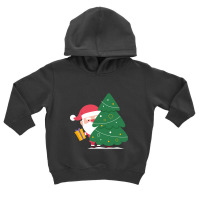 Hot Trend Santa Claus Holding A Gift Behind Christmas Tree Toddler Hoodie | Artistshot