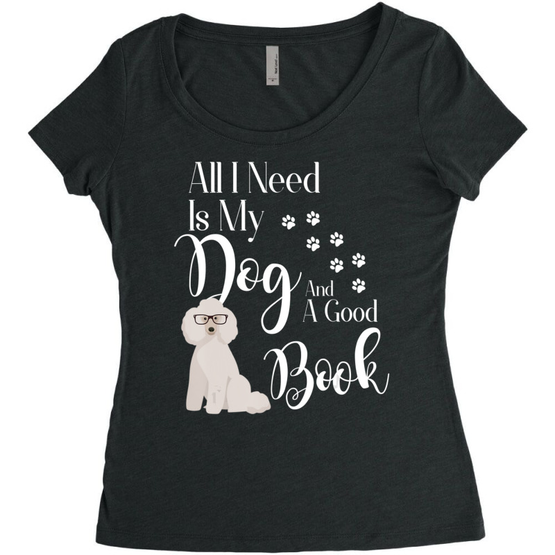 Limited Edition Poodle I Love My Dog Cute Book Reading Women's Triblend Scoop T-shirt by yumgaugeteuda | Artistshot