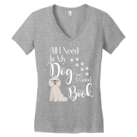 Limited Edition Poodle I Love My Dog Cute Book Reading Women's V-neck T-shirt | Artistshot