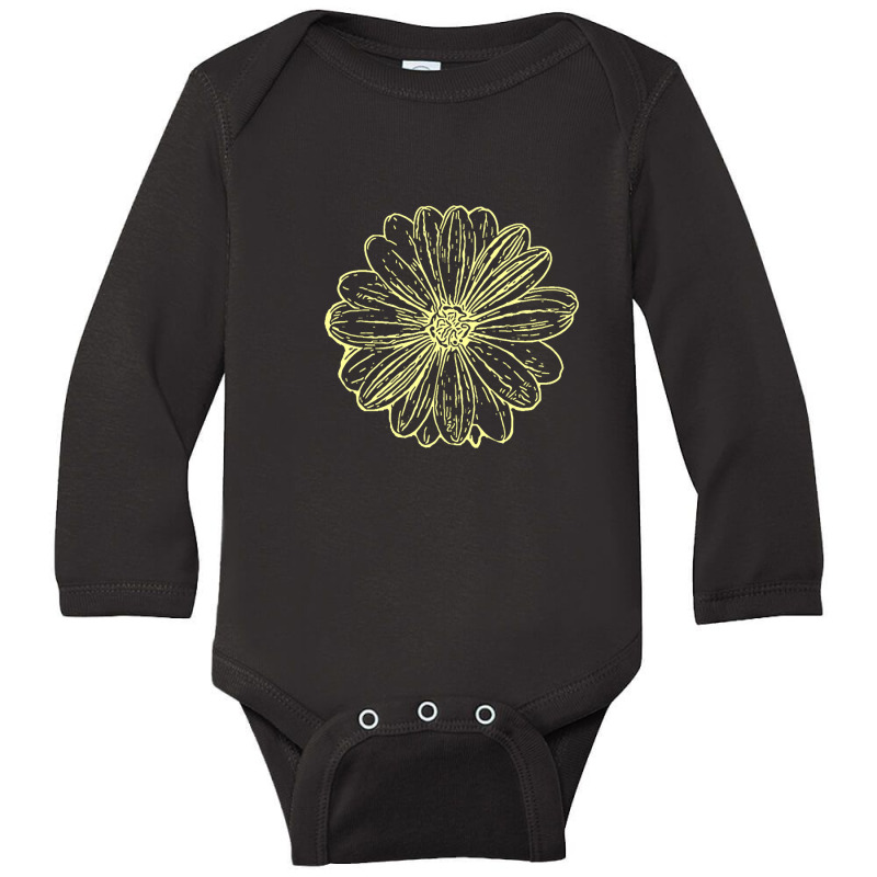 Hot Trend Sunflower Ink Print Long Sleeve Baby Bodysuit by poppyallen | Artistshot