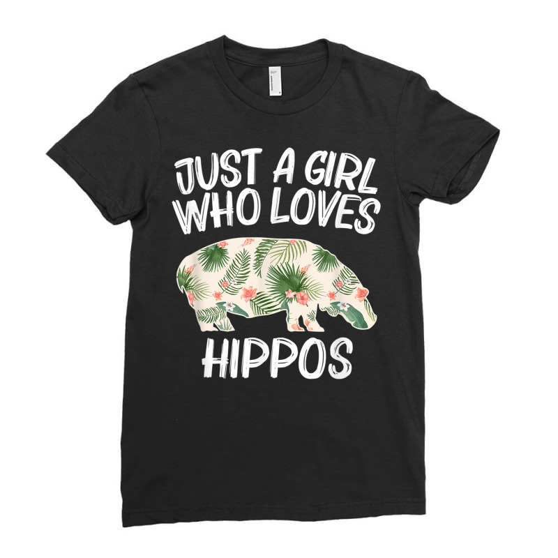 Just A Girl Who Loves Hippos Gift For Women Horse River Herd Ladies Fitted T-Shirt by COREYOMPEY | Artistshot