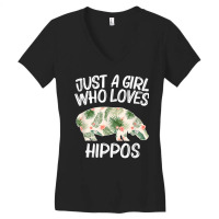 Just A Girl Who Loves Hippos Gift For Women Horse River Herd Women's V-neck T-shirt | Artistshot