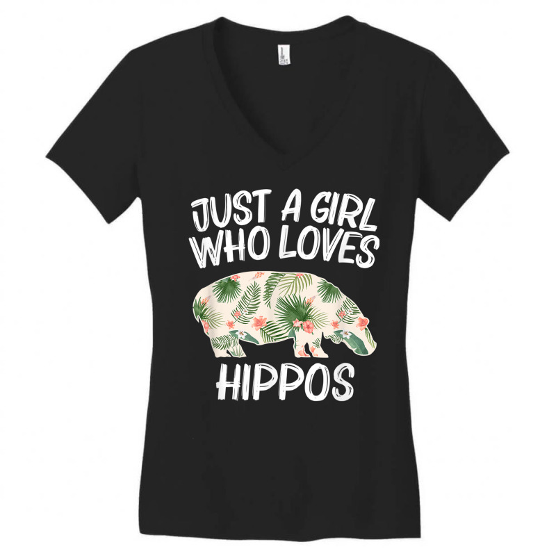 Just A Girl Who Loves Hippos Gift For Women Horse River Herd Women's V-Neck T-Shirt by COREYOMPEY | Artistshot