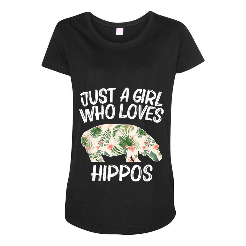 Just A Girl Who Loves Hippos Gift For Women Horse River Herd Maternity Scoop Neck T-shirt by COREYOMPEY | Artistshot