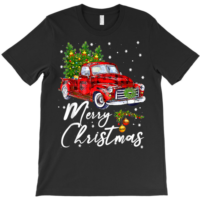 Merry Christmas Vintage Wagon Red Truck Pajama Family Party T Shirt T-Shirt by marge3nstbo | Artistshot