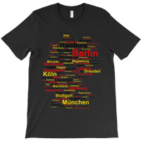 Germany Map Silhouette Towns Cities Flag Berlin Travel T-shirt | Artistshot