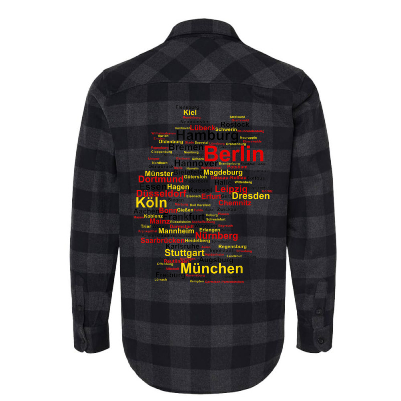 Germany Map Silhouette Towns Cities Flag Berlin Travel Flannel Shirt | Artistshot