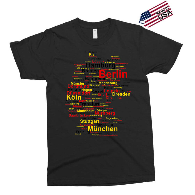 Germany Map Silhouette Towns Cities Flag Berlin Travel Exclusive T-shirt | Artistshot