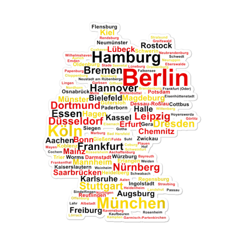 Germany Map Silhouette Towns Cities Flag Berlin Travel Sticker | Artistshot