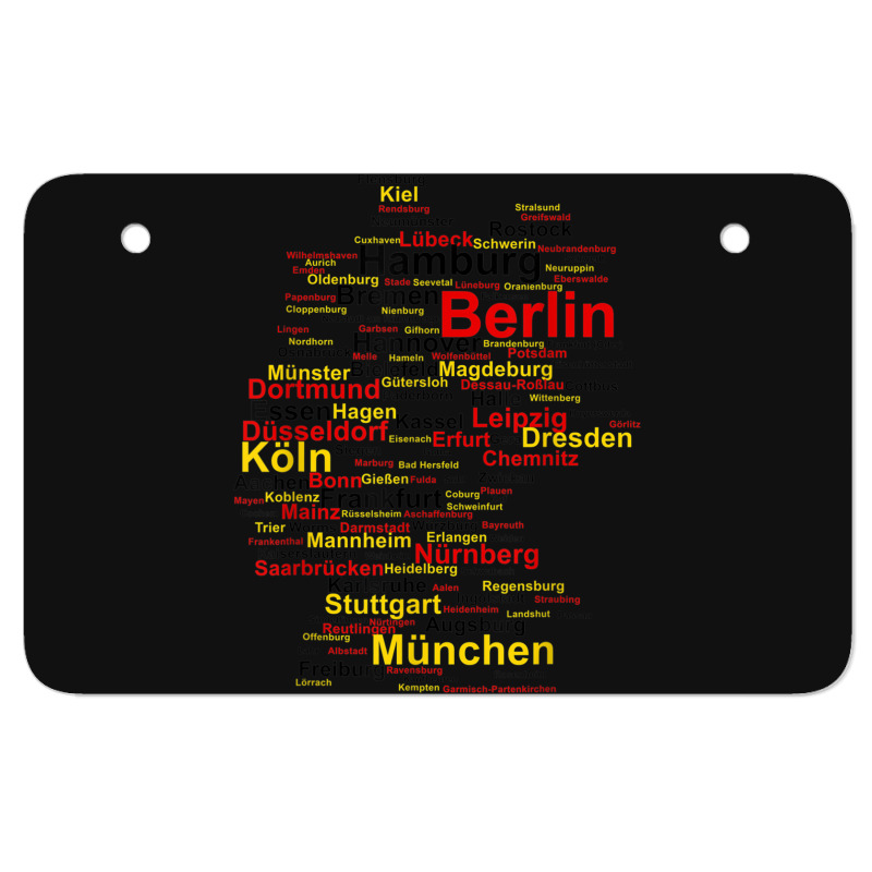 Germany Map Silhouette Towns Cities Flag Berlin Travel Atv License Plate | Artistshot