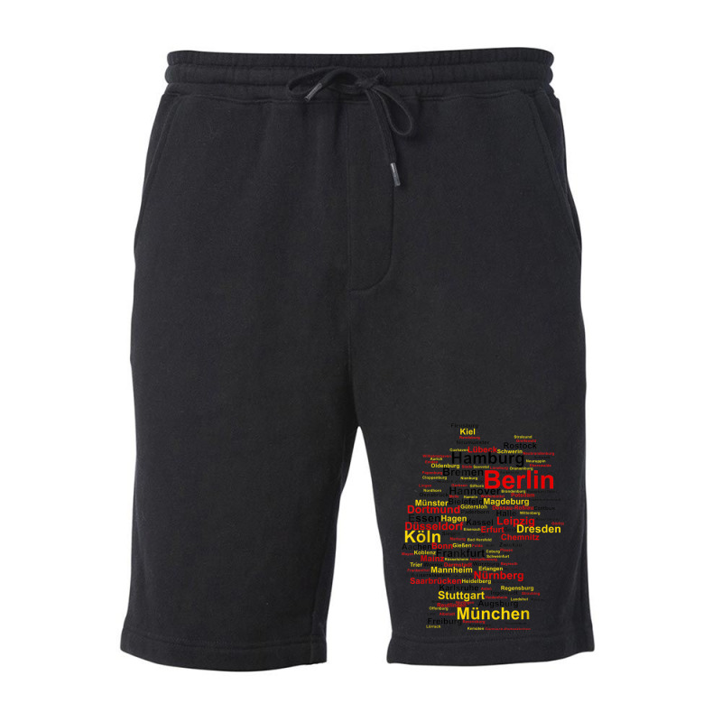 Germany Map Silhouette Towns Cities Flag Berlin Travel Fleece Short | Artistshot