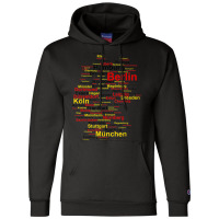 Germany Map Silhouette Towns Cities Flag Berlin Travel Champion Hoodie | Artistshot