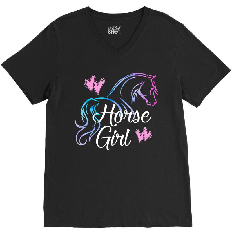 Horse Girl Gift For Horse Lover Equestrian Rider Teens Women V-Neck Tee by ElizabethAtist | Artistshot