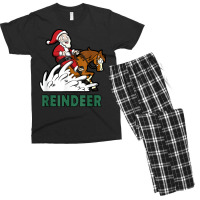 Reindeer Santa On A Reining Horse T Shirt Men's T-shirt Pajama Set | Artistshot