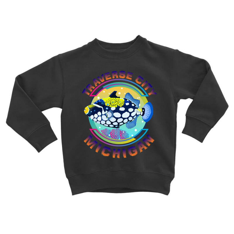 Traverse City Michigan Fishing Town, Clown Triggerfish With Colorful P Toddler Sweatshirt | Artistshot