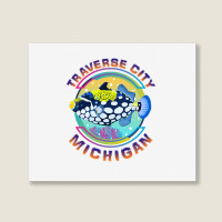 Traverse City Michigan Fishing Town, Clown Triggerfish With Colorful P Landscape Canvas Print | Artistshot