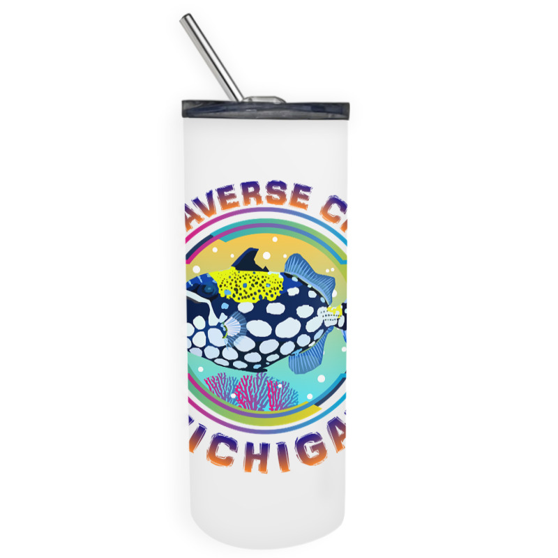 Traverse City Michigan Fishing Town, Clown Triggerfish With Colorful P Skinny Tumbler | Artistshot