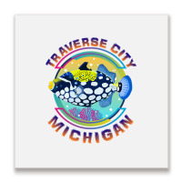 Traverse City Michigan Fishing Town, Clown Triggerfish With Colorful P Metal Print Square | Artistshot