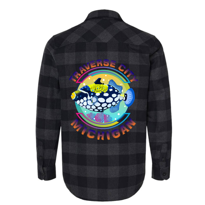 Traverse City Michigan Fishing Town, Clown Triggerfish With Colorful P Flannel Shirt | Artistshot