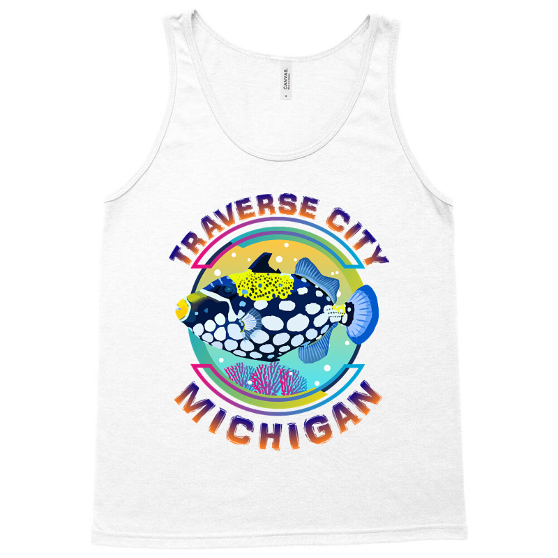 Traverse City Michigan Fishing Town, Clown Triggerfish With Colorful P Tank Top | Artistshot