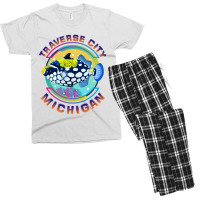 Traverse City Michigan Fishing Town, Clown Triggerfish With Colorful P Men's T-shirt Pajama Set | Artistshot