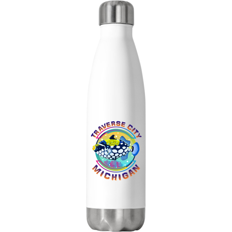 Traverse City Michigan Fishing Town, Clown Triggerfish With Colorful P Stainless Steel Water Bottle | Artistshot