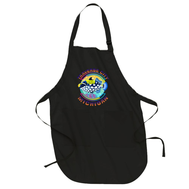 Traverse City Michigan Fishing Town, Clown Triggerfish With Colorful P Full-length Apron | Artistshot