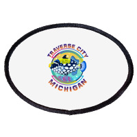 Traverse City Michigan Fishing Town, Clown Triggerfish With Colorful P Oval Patch | Artistshot