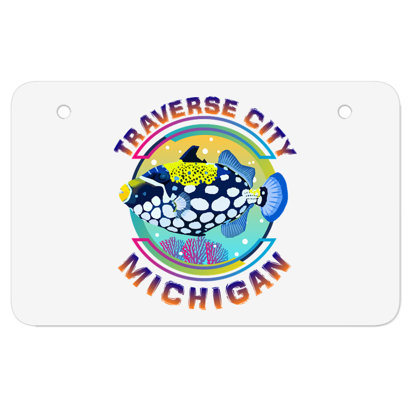 Traverse City Michigan Fishing Town, Clown Triggerfish With Colorful P Atv License Plate | Artistshot