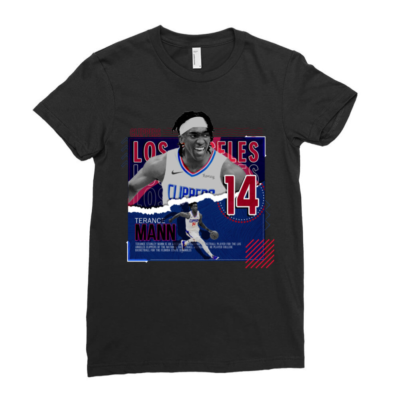 Terance Mann Basketball Paper Poster Clippers Ladies Fitted T-Shirt by LakeshaHughlett | Artistshot