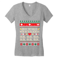 Deck The Halls With Beta Blockers Nurse Ugly Christmas Women's V-neck T-shirt | Artistshot