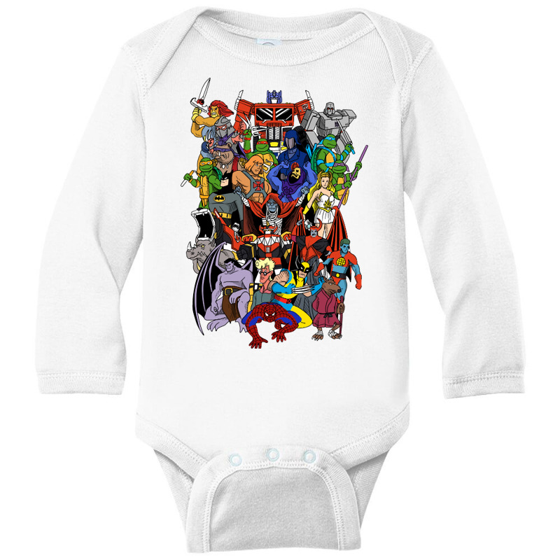 Hot Trend 90s Cartoon Hero's Long Sleeve Baby Bodysuit by Milne Charlton | Artistshot