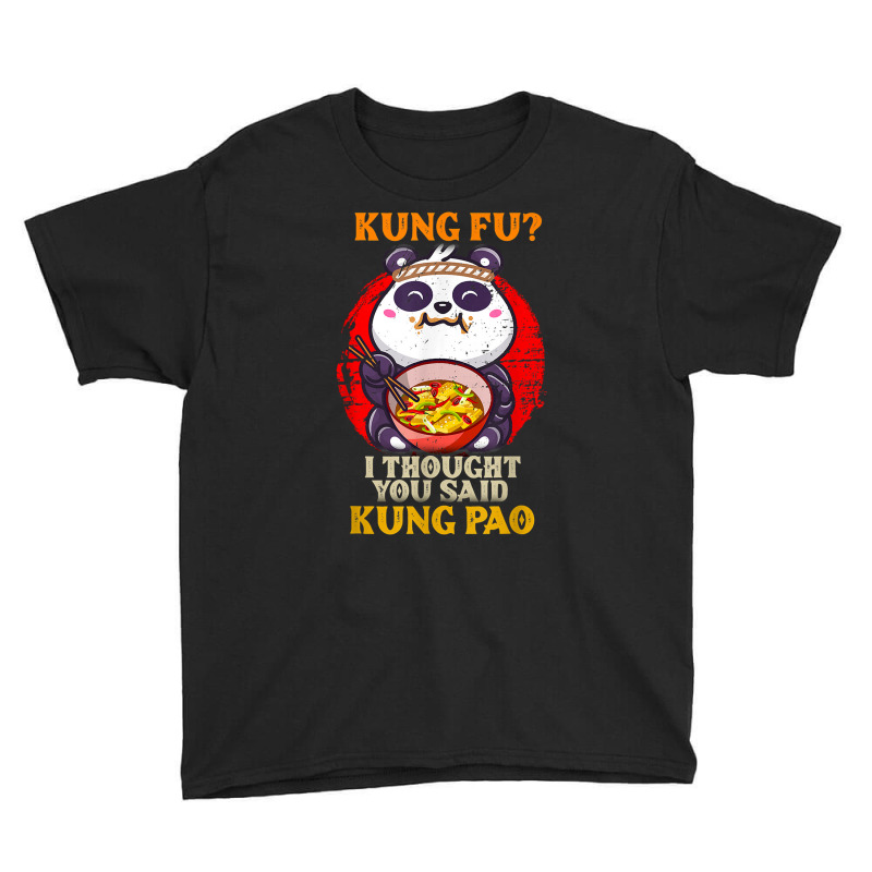 Chinese Food Pun Kung Fu Funny Panda Eating Kung Pao Lover Youth Tee | Artistshot