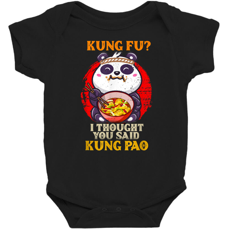 Chinese Food Pun Kung Fu Funny Panda Eating Kung Pao Lover Baby Bodysuit | Artistshot