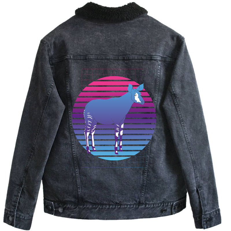 Limited Edition Africa Lover Wildlife Animal Retro Vaporwave Animal Ok Unisex Sherpa-Lined Denim Jacket by Ledford Leslie | Artistshot