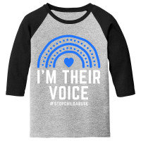 Hot Trend I'm Their Voice Heart Child Abuse Awareness Month Prevention Youth 3/4 Sleeve | Artistshot