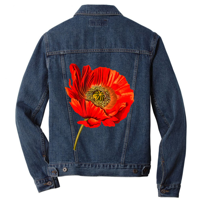 Red Poppy Flower, Red Botanical Poppies, Poppy Men Denim Jacket | Artistshot