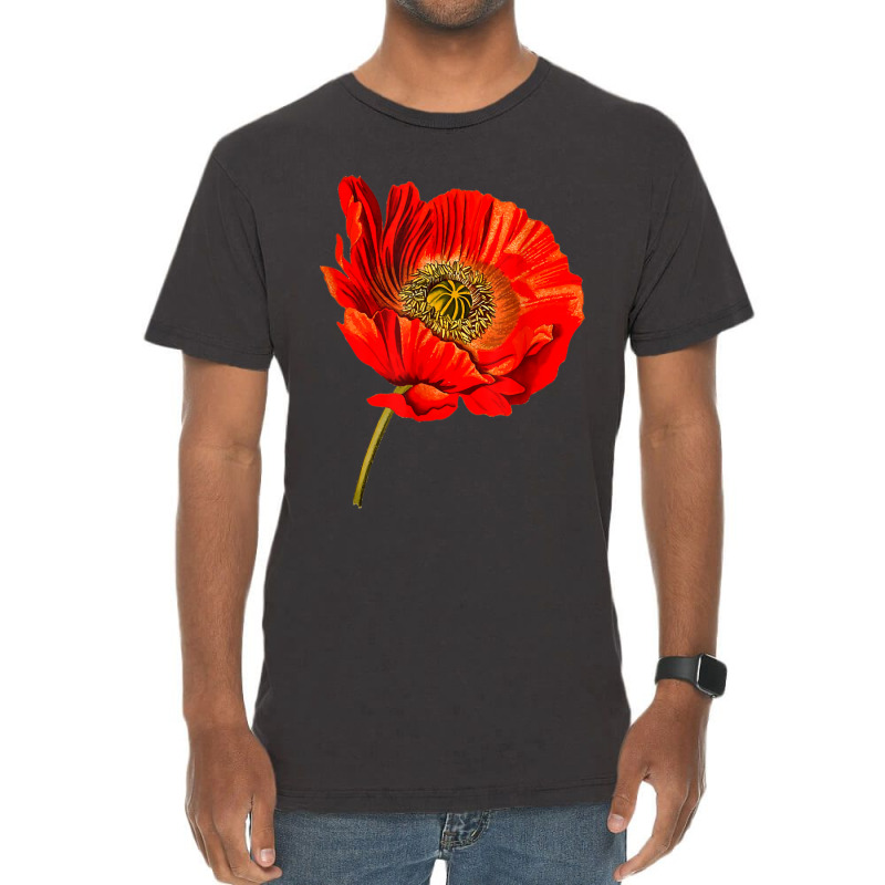 Red Poppy Flower, Red Botanical Poppies, Poppy Vintage T-shirt | Artistshot