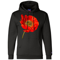 Red Poppy Flower, Red Botanical Poppies, Poppy Champion Hoodie | Artistshot