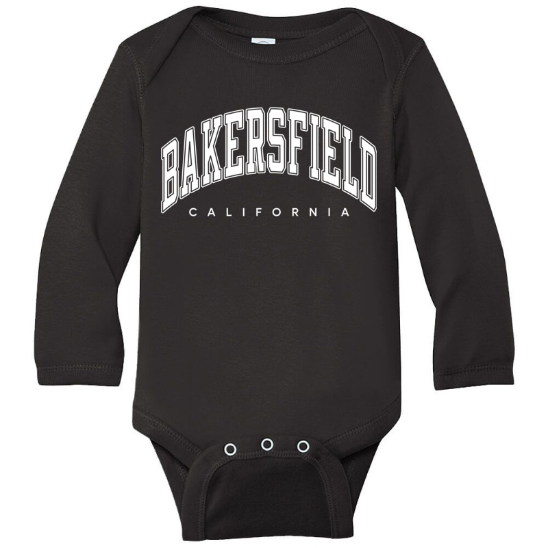 Bakersfield California Ca Varsity Style White Text Sweatshirt Long Sleeve Baby Bodysuit by KarinLeighPurcell | Artistshot