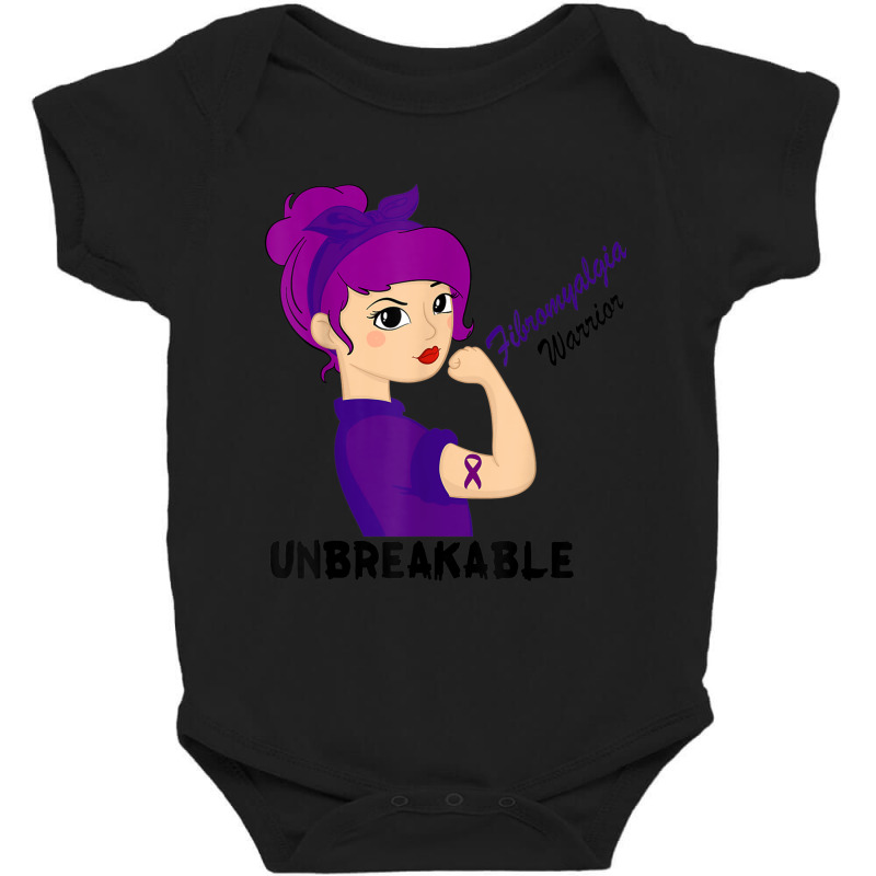 Fibromyalgia Warrior Strong Women Purple Ribbon Support Baby Bodysuit | Artistshot