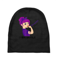 Fibromyalgia Warrior Strong Women Purple Ribbon Support Baby Beanies | Artistshot