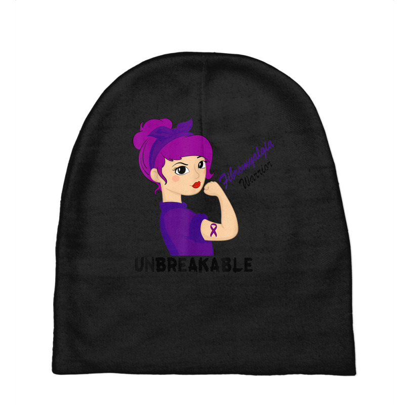 Fibromyalgia Warrior Strong Women Purple Ribbon Support Baby Beanies | Artistshot