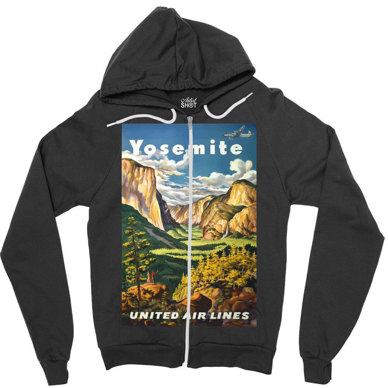 Vintage Travel Yosemite National Park Zipper Hoodie by kelseyclements | Artistshot