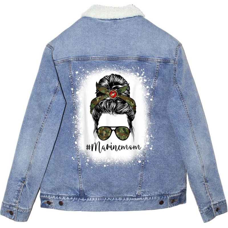 Bleached Marine Mom Life Messy Bun Funny Mothers Day Women Unisex Sherpa-lined Denim Jacket | Artistshot