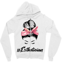 Esthetician Messy Bun Hair Bandana Aesthetician Beautician 11 Zipper Hoodie | Artistshot