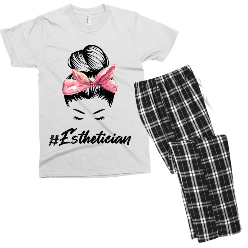 Esthetician Messy Bun Hair Bandana Aesthetician Beautician 11 Men's T-shirt Pajama Set | Artistshot